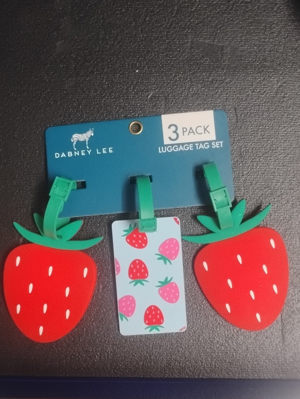 Dabney Lee Strawberry Luggage Tag Set - Red & Green (3 Pack)